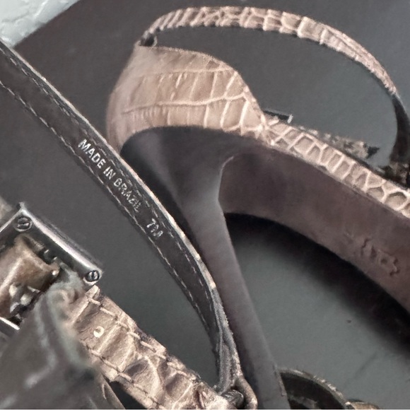 NWOT - Tory Burch Brown Leather Elizabeth Crocodile Heels Women's Size 7 - Picture 5 of 7